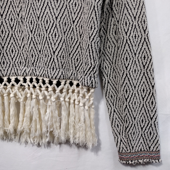 Miss Me Western Boho Fringe Jacket Womens S Tan Black Geometric Retro 90s - Picture 10 of 12